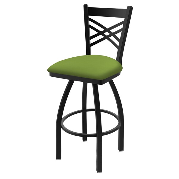 25" Swivel Counter Stool, Black Wrinkle, Canter Kiwi Green Seat